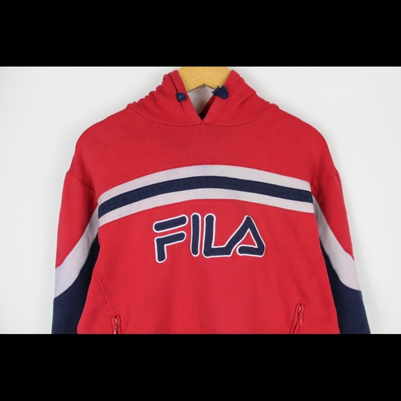 Vintage 90s Fila Striped Hoodie - Picture 1 of 3